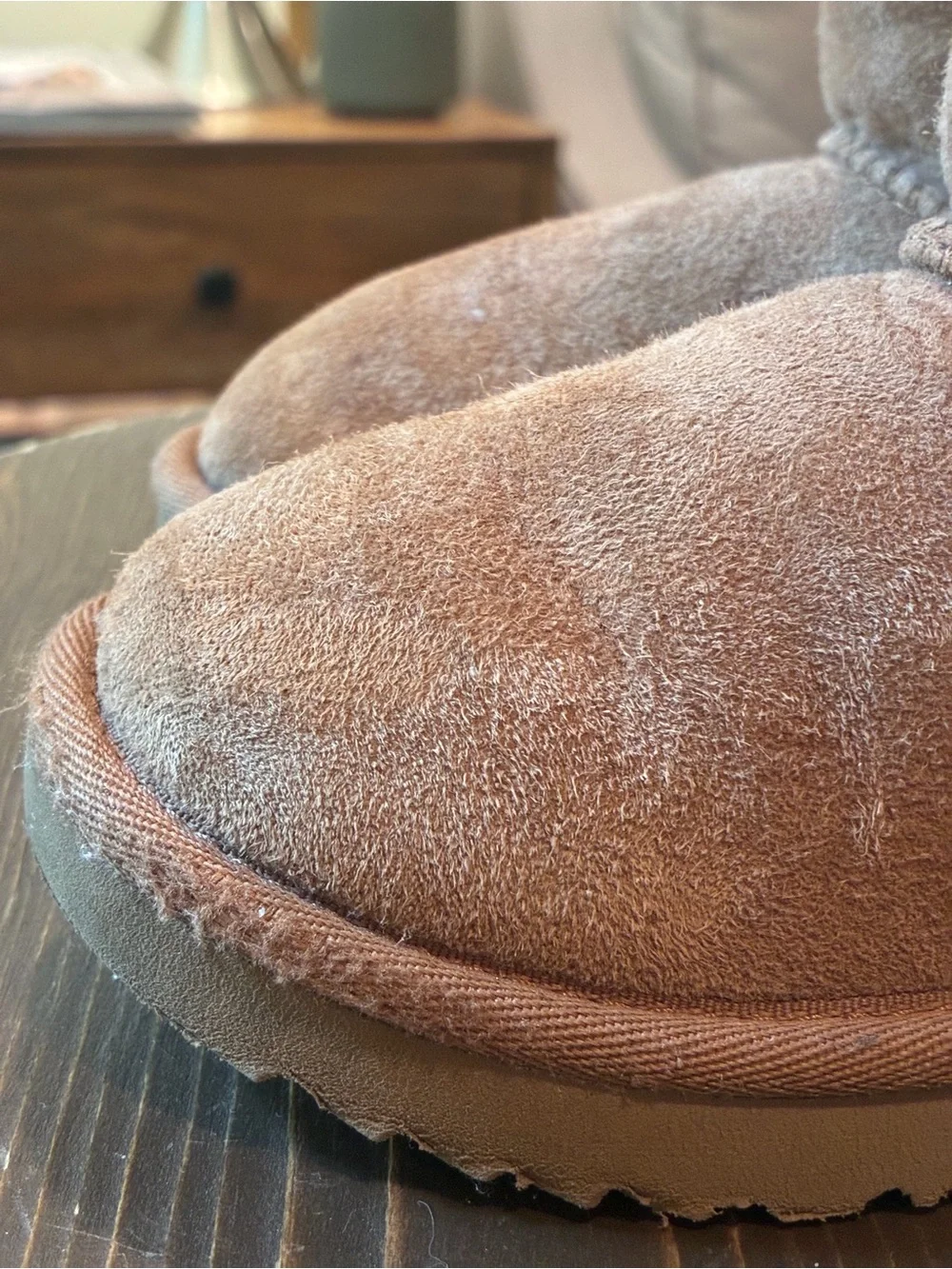 UGG Kids Chestnut Shearling Boots with Brown Ribbon Bows